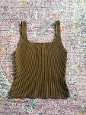 Babaton Ribbed Square-Neck Tank Top - Cocoa Brown
